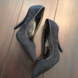 Adrienne Maloof Black Satin Chiffon heels